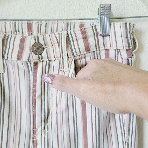 American Eagle Jeans Size 0 Women's Pants‎ Hi Rise Purple Ivory Black Striped - Picture 4 of 12